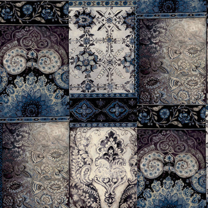 Mallion & Knowles Pashmina Navy-Plum Fire Retardant Curtains