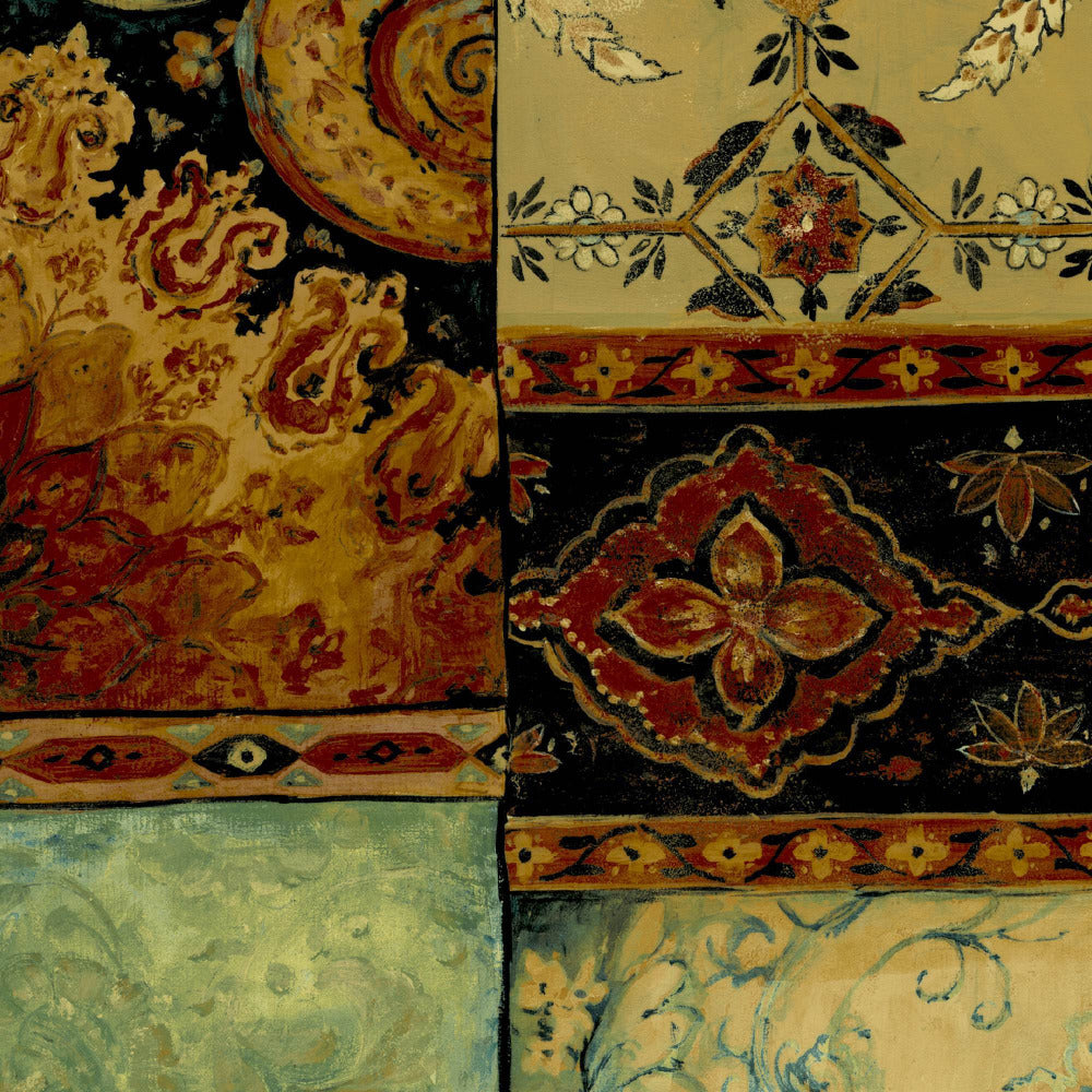 Mallion & Knowles Pashmina Rust-Jade Fire Retardant Curtains texture detail