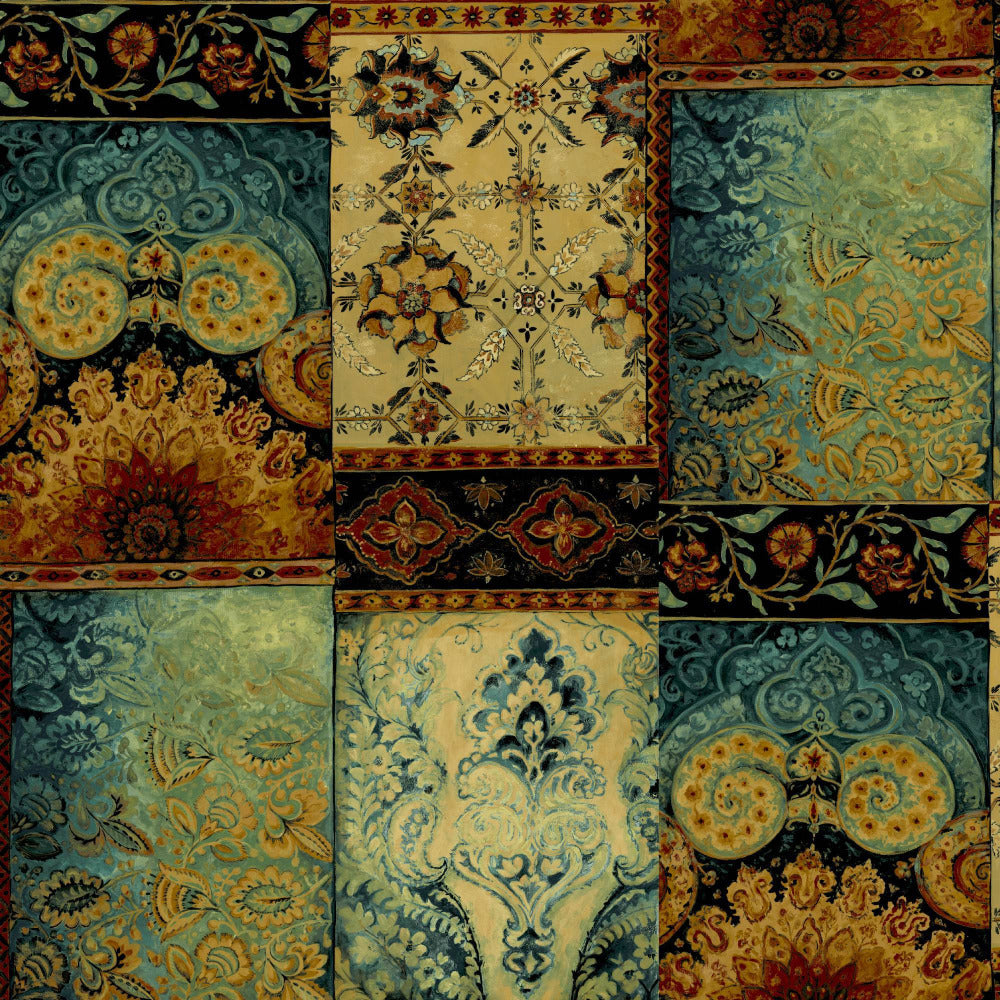 Mallion & Knowles Pashmina Rust-Jade Fire Retardant Curtains