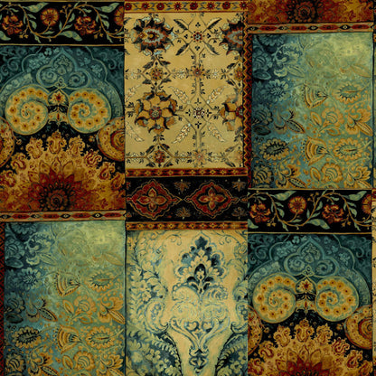 Mallion & Knowles Pashmina Rust-Jade Fire Retardant Curtains
