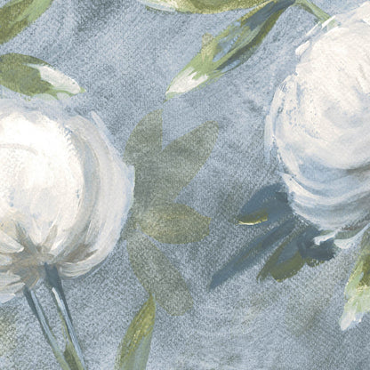 Mallion & Knowles Peony Cream-Jade Fire Retardant Curtains texture detail