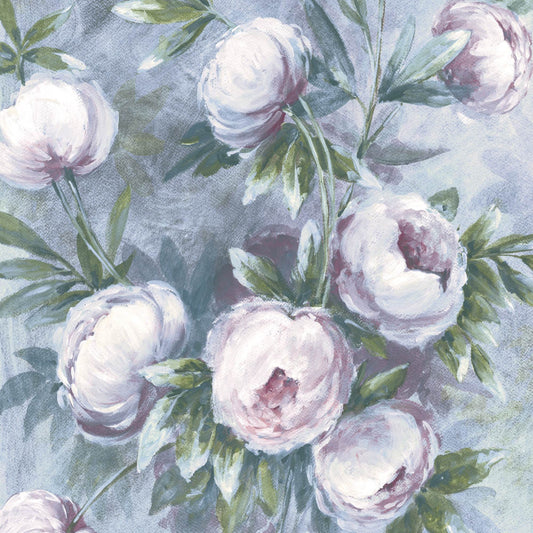 Mallion & Knowles Peony Rose-Sky Fire Retardant Curtains