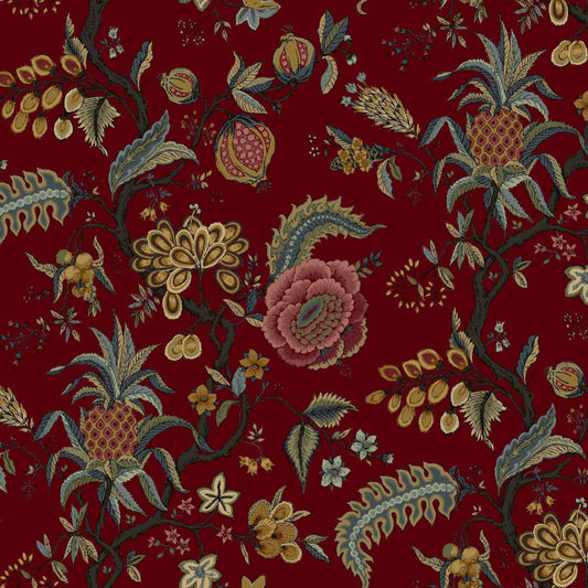 Mallion & Knowles Pompadour Lacquer Red Fire Retardant Curtains