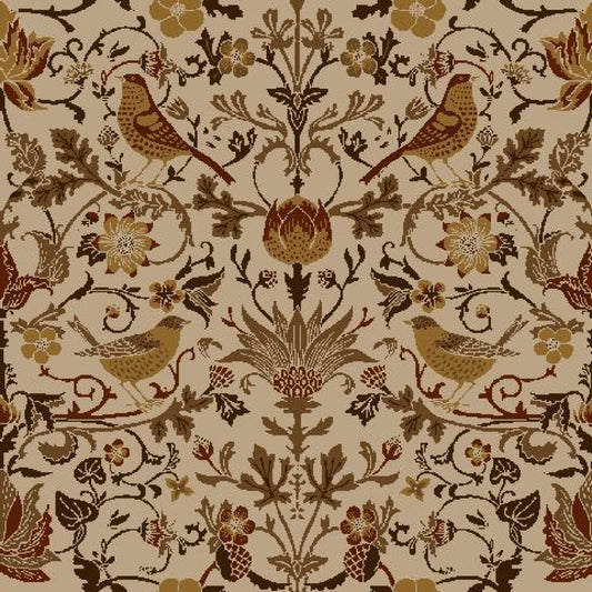 Mallion & Knowles Song Bird Autumn Fire Retardant Curtains texture detail