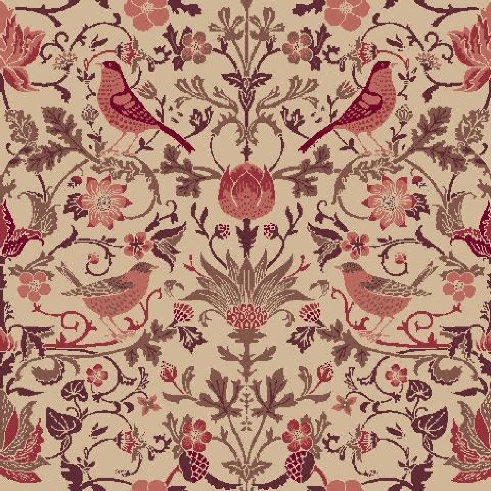 Mallion & Knowles Song Bird Berry Fire Retardant Curtains texture detail