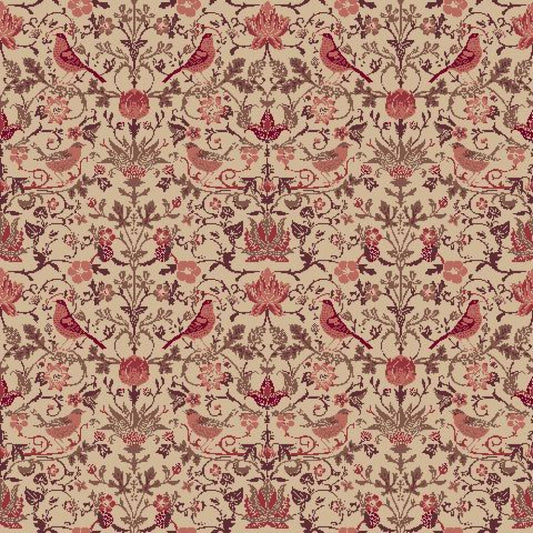 Mallion & Knowles Song Bird Berry Fire Retardant Curtains