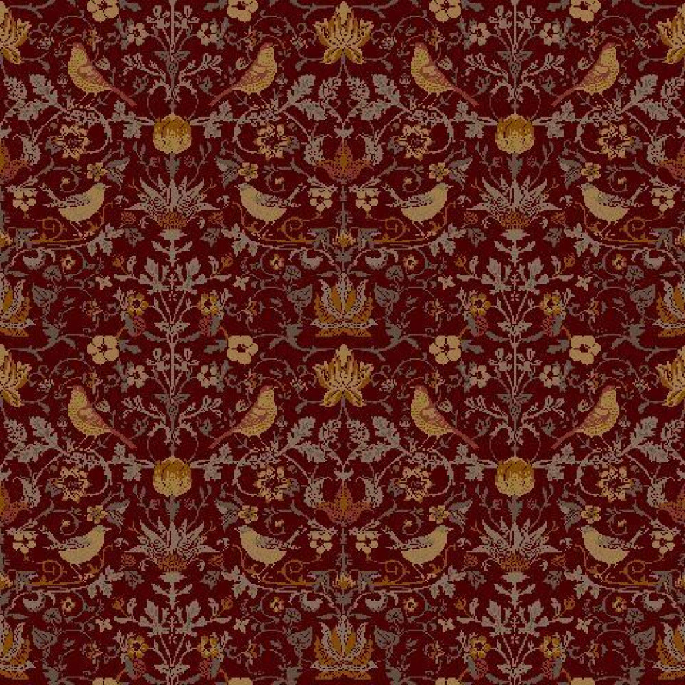 Mallion & Knowles Song Bird Crimson Fire Retardant Curtains