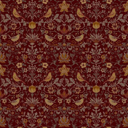 Mallion & Knowles Song Bird Crimson Fire Retardant Curtains