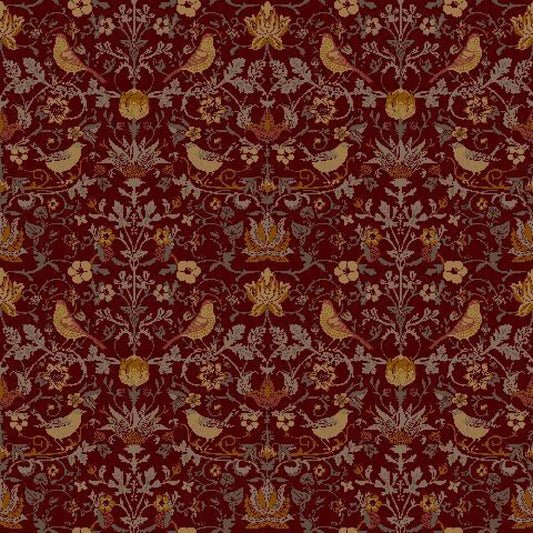 Mallion & Knowles Song Bird Crimson Fire Retardant Curtains