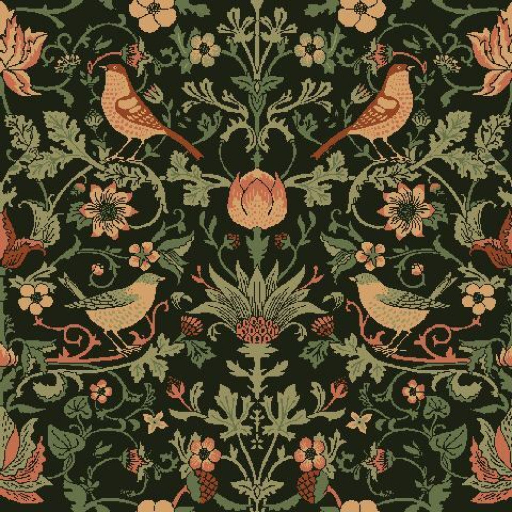Mallion & Knowles Song Bird Forest Fire Retardant Curtains texture detail