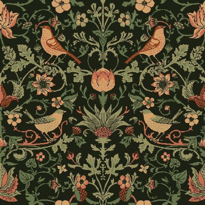 Mallion & Knowles Song Bird Forest Fire Retardant Curtains texture detail
