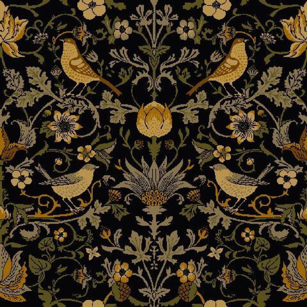 Mallion & Knowles Song Bird Golden Fire Retardant Curtains texture detail