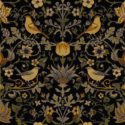 Mallion & Knowles Song Bird Golden Fire Retardant Curtains texture detail