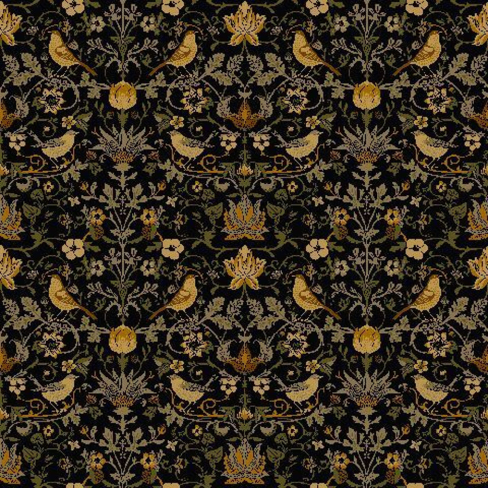 Mallion & Knowles Song Bird Golden Fire Retardant Curtains
