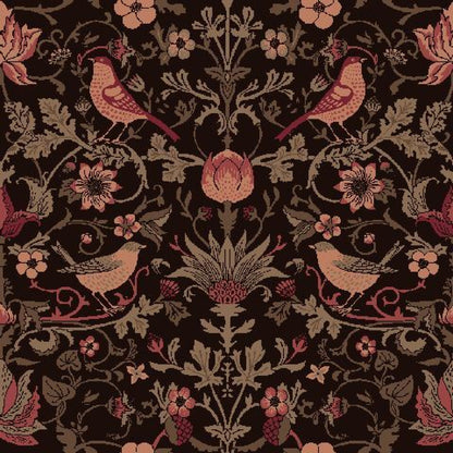 Mallion & Knowles Song Bird Mahogany Fire Retardant Curtains texture detail