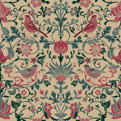 Mallion & Knowles Song Bird Rose Fire Retardant Curtains texture detail