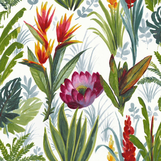 Mallion & Knowles Tahiti Chintz Fire Retardant Curtains texture detail