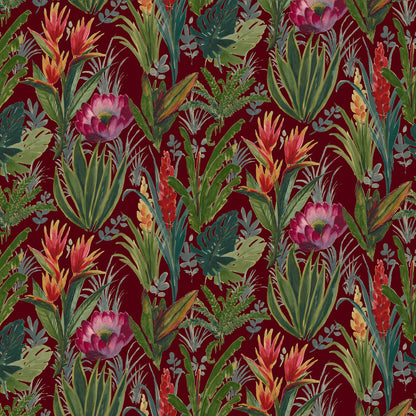 Mallion & Knowles Tahiti Crimson Fire Retardant Curtains