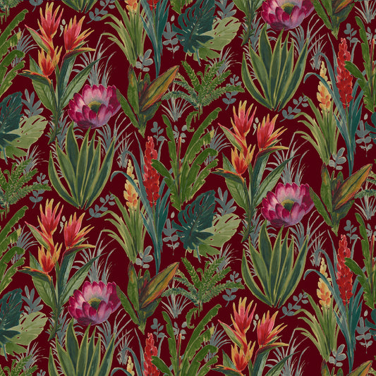 Mallion & Knowles Tahiti Crimson Fire Retardant Curtains
