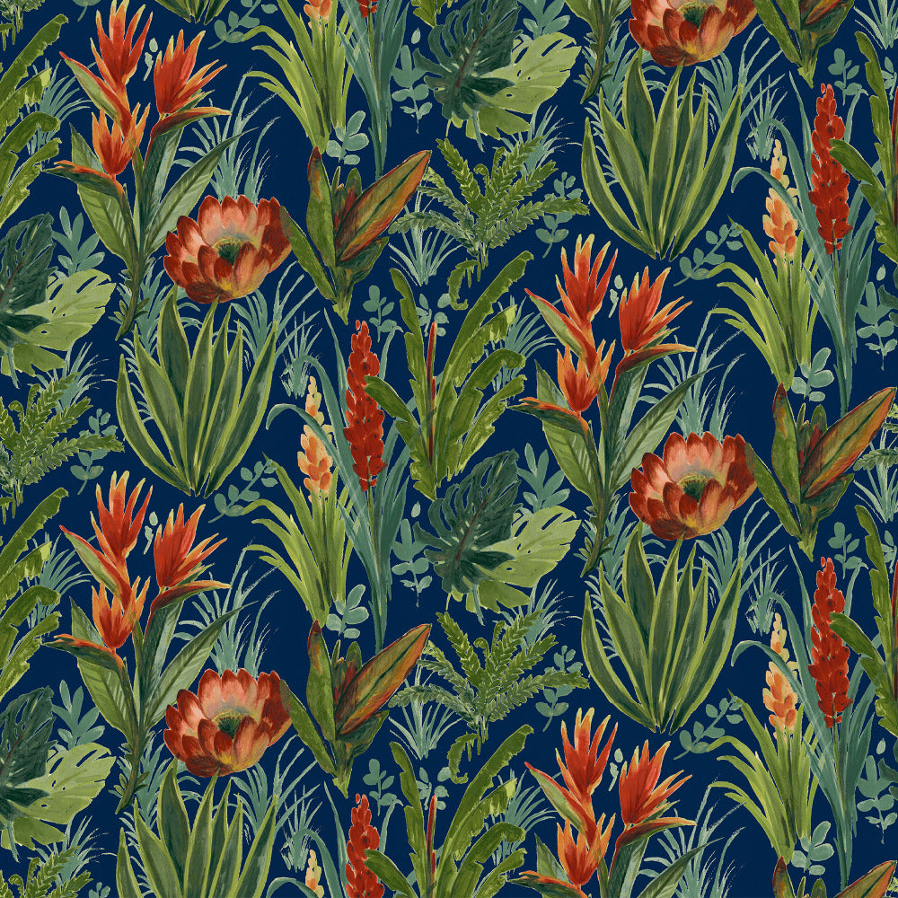 Mallion & Knowles Tahiti Navy Fire Retardant Curtains