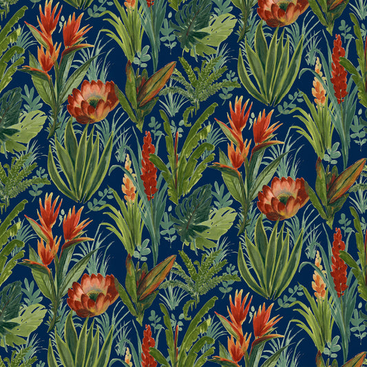 Mallion & Knowles Tahiti Navy Fire Retardant Curtains