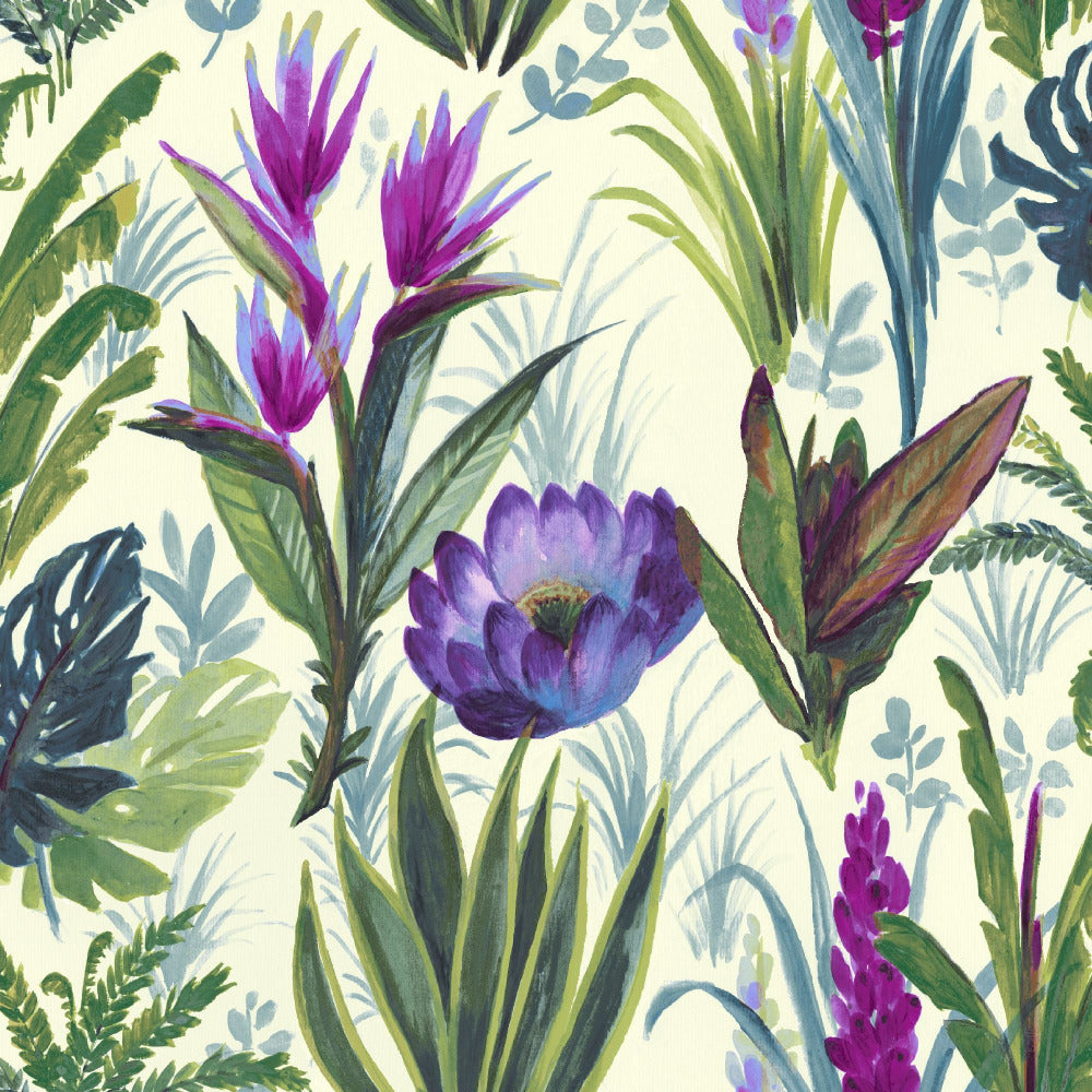 Mallion & Knowles Tahiti Purple Fire Retardant Curtains texture detail
