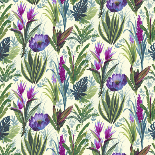 Mallion & Knowles Tahiti Purple Fire Retardant Curtains