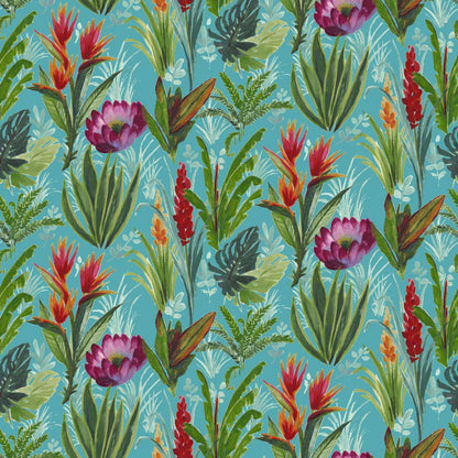 Mallion & Knowles Tahiti Teal Fire Retardant Curtains