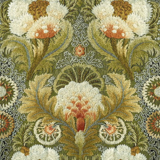 Mallion & Knowles Tapestry Amber Fire Retardant Curtains texture detail
