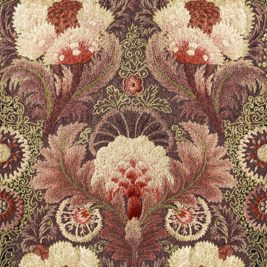 Mallion & Knowles Tapestry Crimson Fire Retardant Curtains texture detail