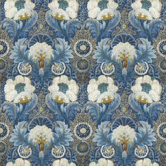 Mallion & Knowles Tapestry Sapphire Fire Retardant Curtains
