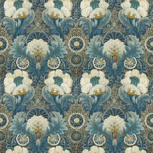 Mallion & Knowles Tapestry Teal Fire Retardant Curtains
