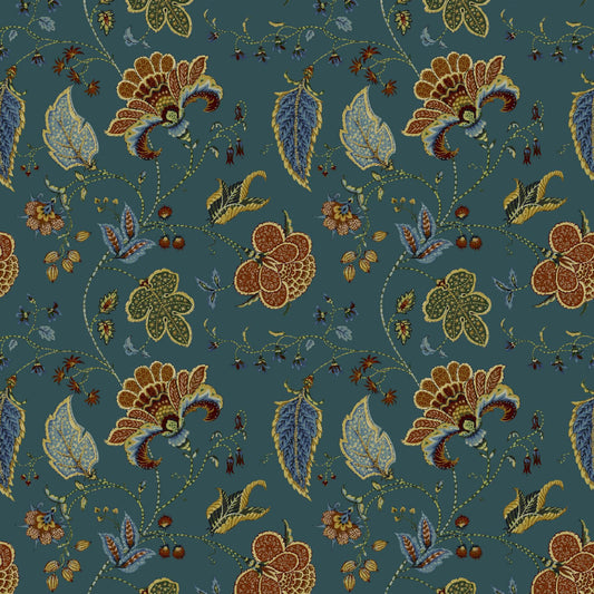 Mallion & Knowles Varanasi Teal Fire Retardant Curtains