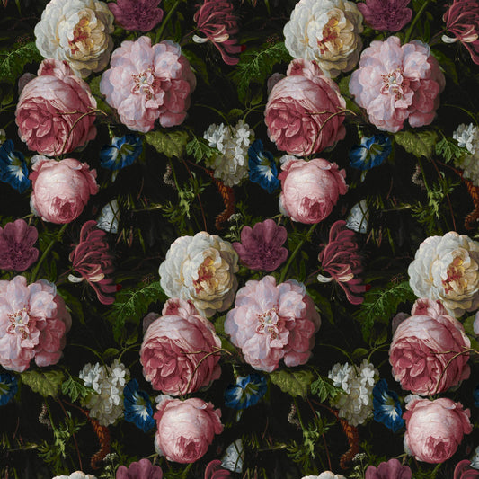 Mallion & Knowles Victorian Rose Crimson Fire Retardant Curtains texture detail