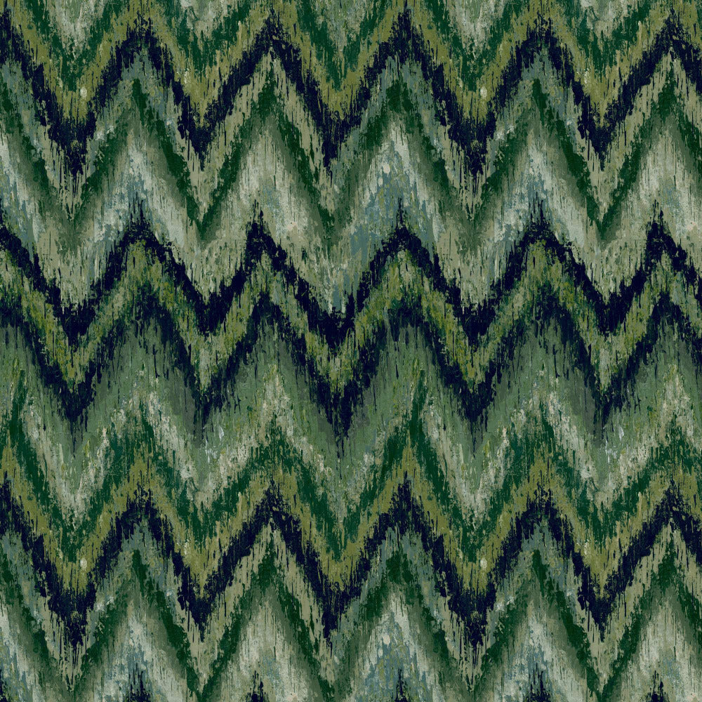Mallion & Knowles Zanzibar Forrest-Olive Fire Retardant Curtains