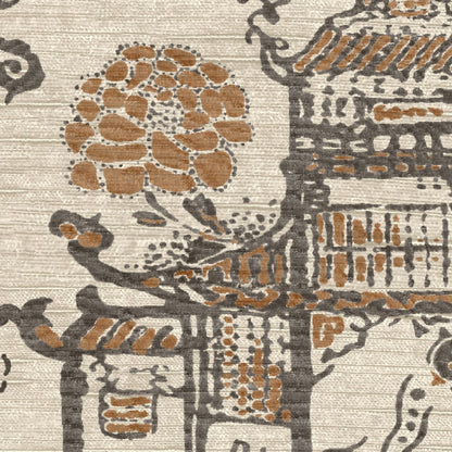 Mallion & Knowles Zen Garden Coco-Rust Fire Retardant Curtains texture detail