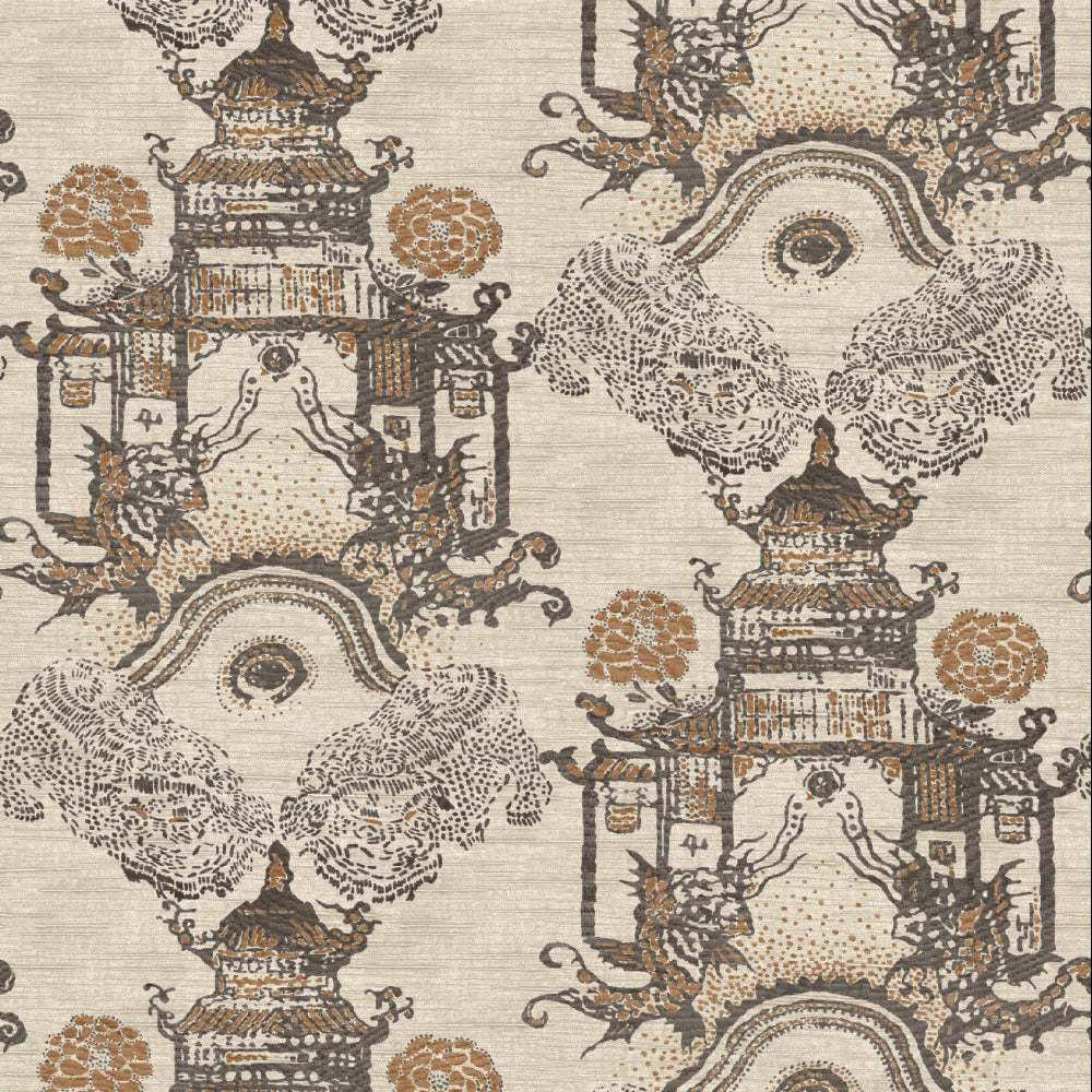 Mallion & Knowles Zen Garden Coco-Rust Fire Retardant Curtains