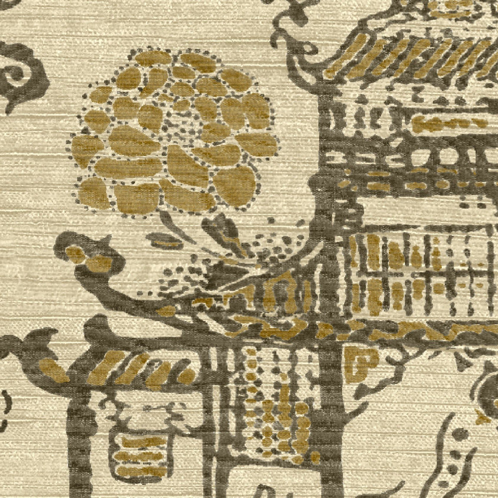 Mallion & Knowles Zen Garden Donkey-Honey Fire Retardant Curtains texture detail