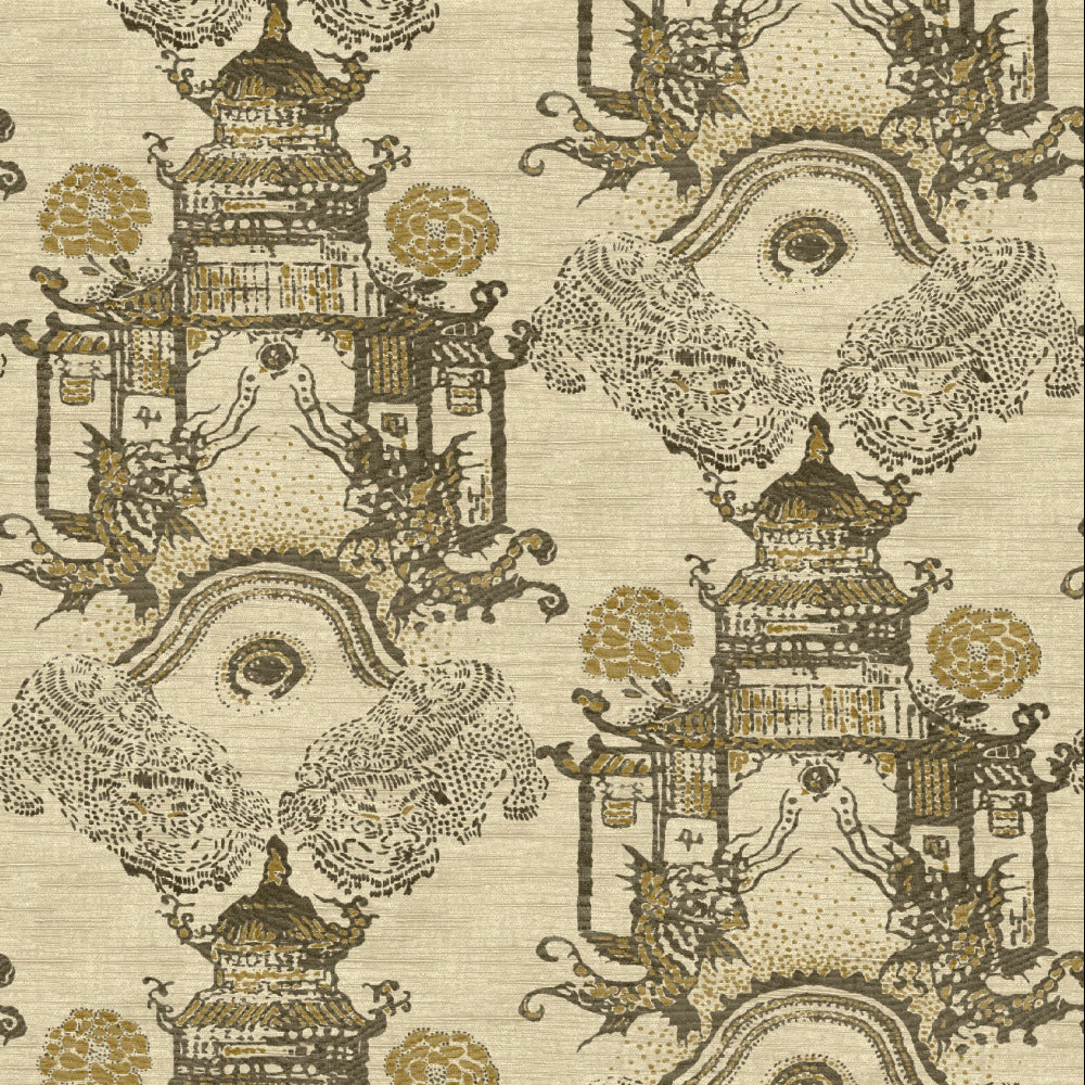 Mallion & Knowles Zen Garden Donkey-Honey Fire Retardant Curtains