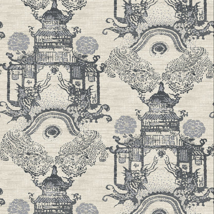 Mallion & Knowles Zen Garden Graphite-Silver Fire Retardant Curtains