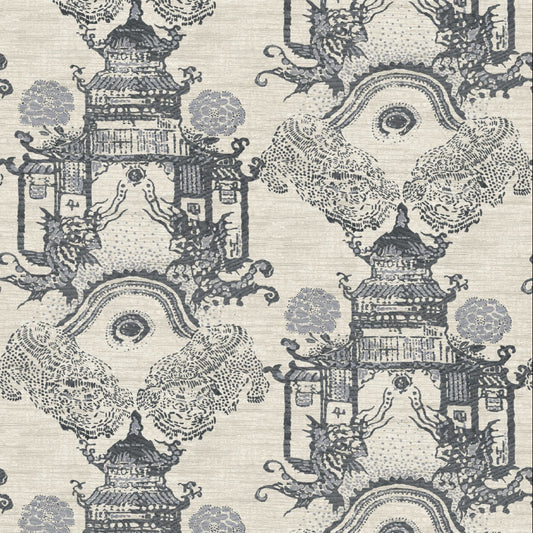 Mallion & Knowles Zen Garden Graphite-Silver Fire Retardant Curtains