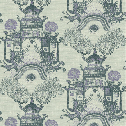 Mallion & Knowles Zen Garden Jade-Lilac Fire Retardant Curtains