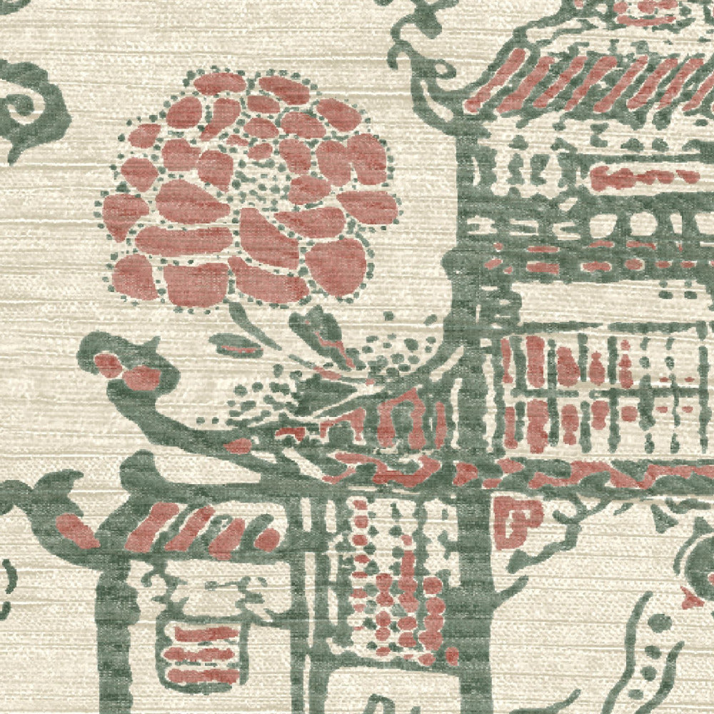 Mallion & Knowles Zen Garden Willow-Blush Fire Retardant Curtains texture detail
