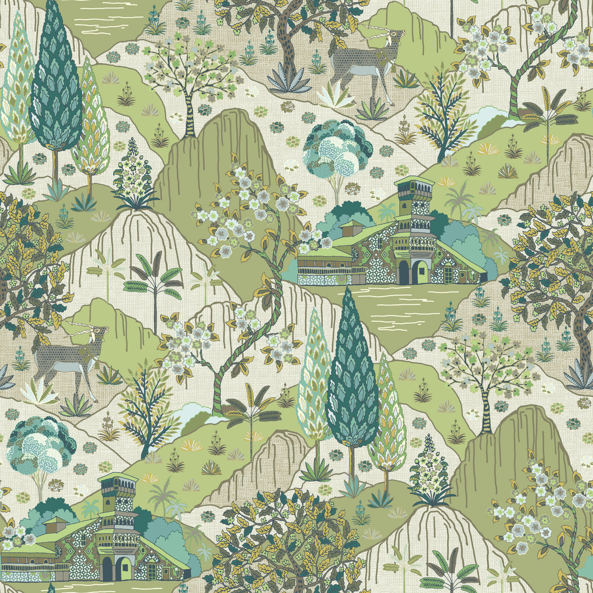 Edmund Bell Samarkand Aloe Vera Fire Retardant Curtain Fabric