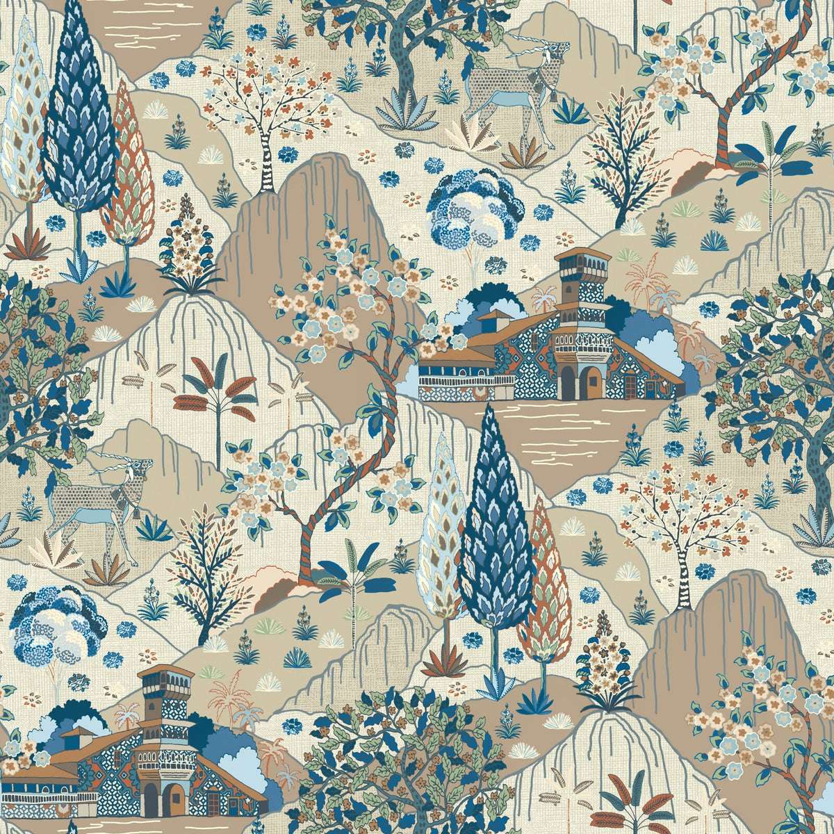 Edmund Bell Samarkand Denim Fire Retardant Curtain Fabric