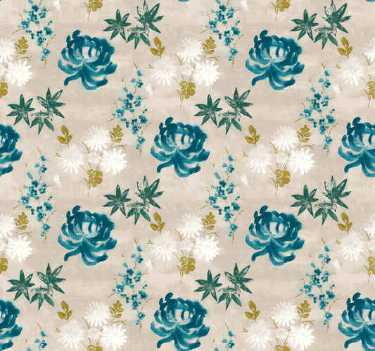 Skopos Tea Garden Blue Jay Fire Retardant Curtains