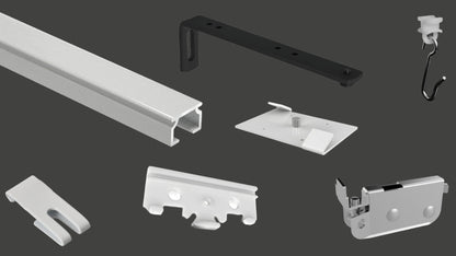 W-Section kit components – brackets, gliders, end caps and end stops