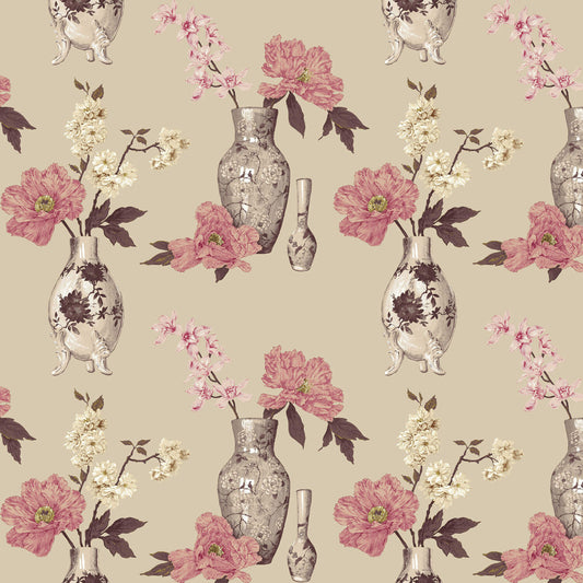 Edinburgh Weavers Yoshino Dusky Pink Fire Retardant Curtains