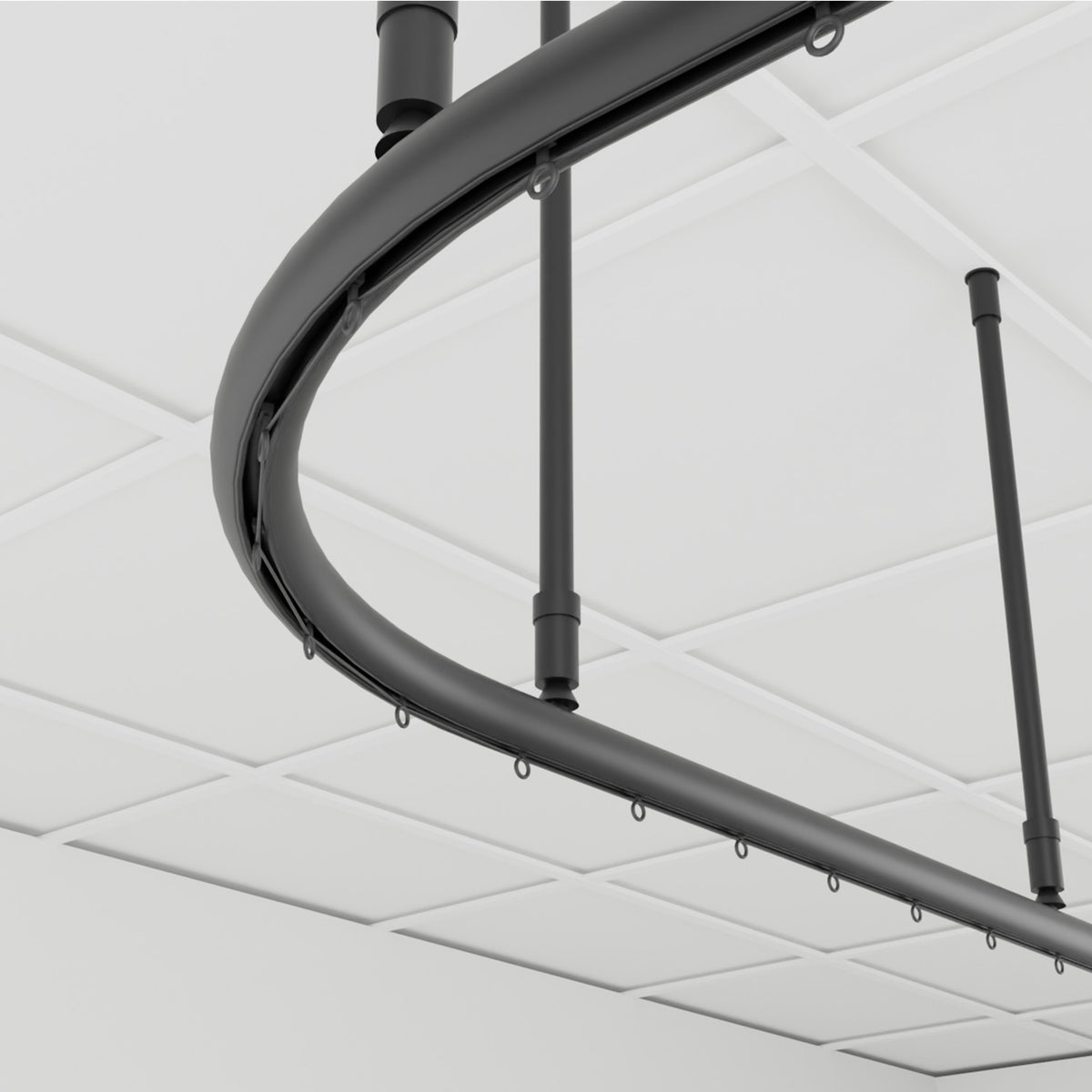 Zone L – close-up of the 90° formed bend in the black Zone 28 track, with wave gliders and 16 mm drop tubes