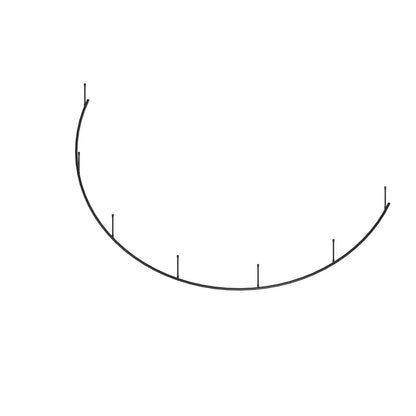 Zone C half circle dividing curtain track kit in black, track and drop tubes only – isometric view